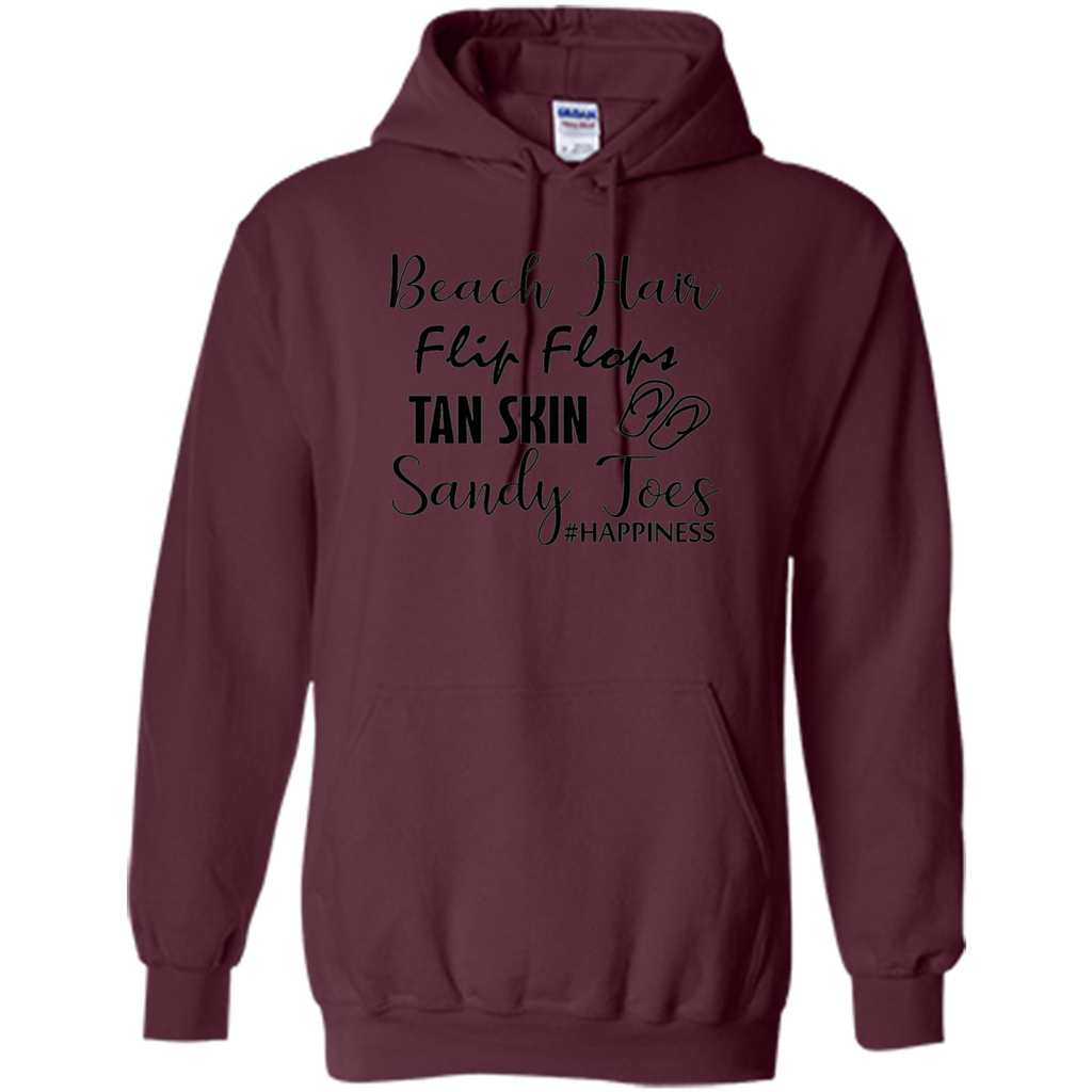 Summer Tshirt Beach Hair Flip Flops Tan Skin Sandy Toes Happiness Maroon