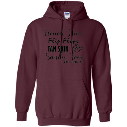 Summer Tshirt Beach Hair Flip Flops Tan Skin Sandy Toes Happiness Maroon