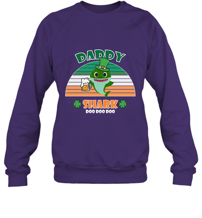 Irish Daddy Shark Saint Patricks Day Family Shirt Sweatshirt Purple