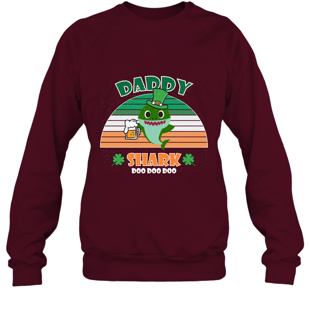 Irish Daddy Shark Saint Patricks Day Family Shirt Sweatshirt Maroon