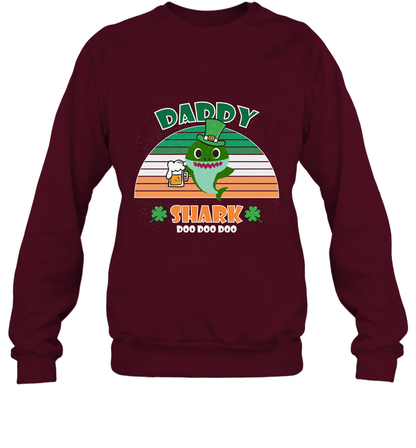 Irish Daddy Shark Saint Patricks Day Family Shirt Sweatshirt Maroon