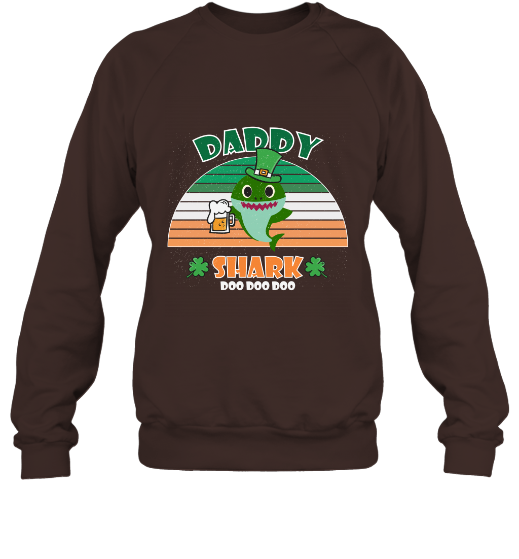 Irish Daddy Shark Saint Patricks Day Family Shirt Sweatshirt Dark Chocolate