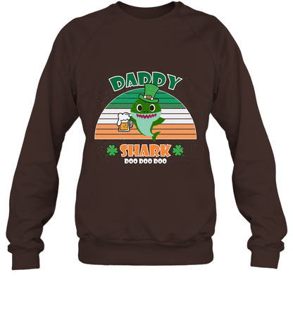 Irish Daddy Shark Saint Patricks Day Family Shirt Sweatshirt Dark Chocolate