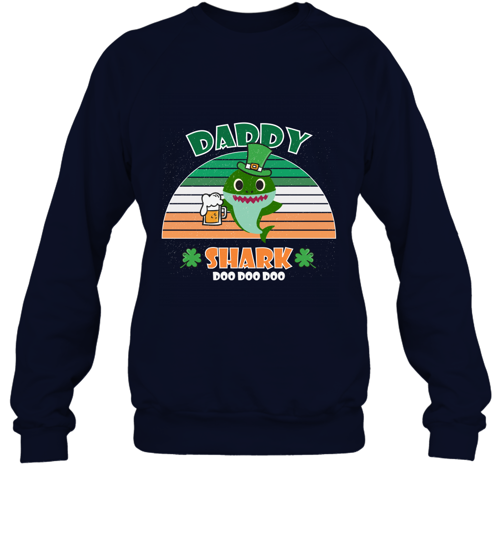 Irish Daddy Shark Saint Patricks Day Family Shirt Sweatshirt Navy