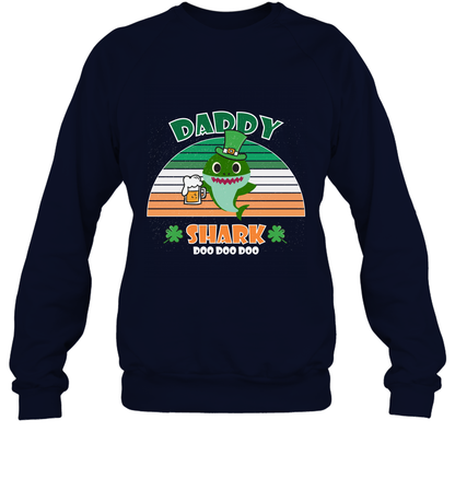 Irish Daddy Shark Saint Patricks Day Family Shirt Sweatshirt Navy
