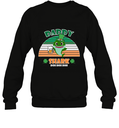 Irish Daddy Shark Saint Patricks Day Family Shirt Sweatshirt Black