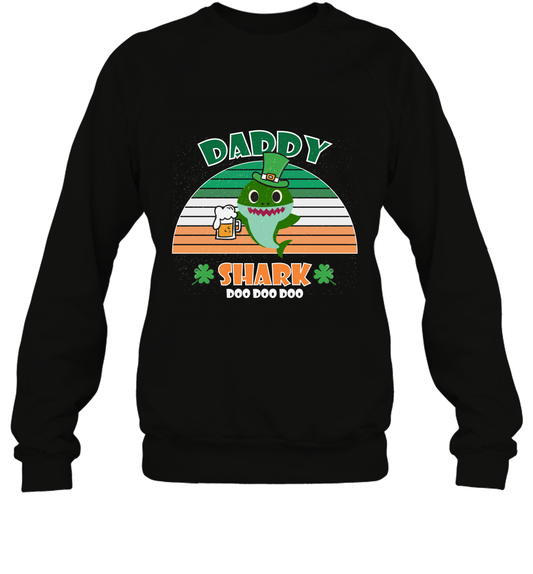 Irish Daddy Shark Saint Patricks Day Family Shirt Sweatshirt Black