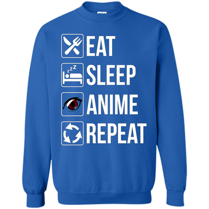 Funny Eat Sleep Anime Repeat T-shirt Royal