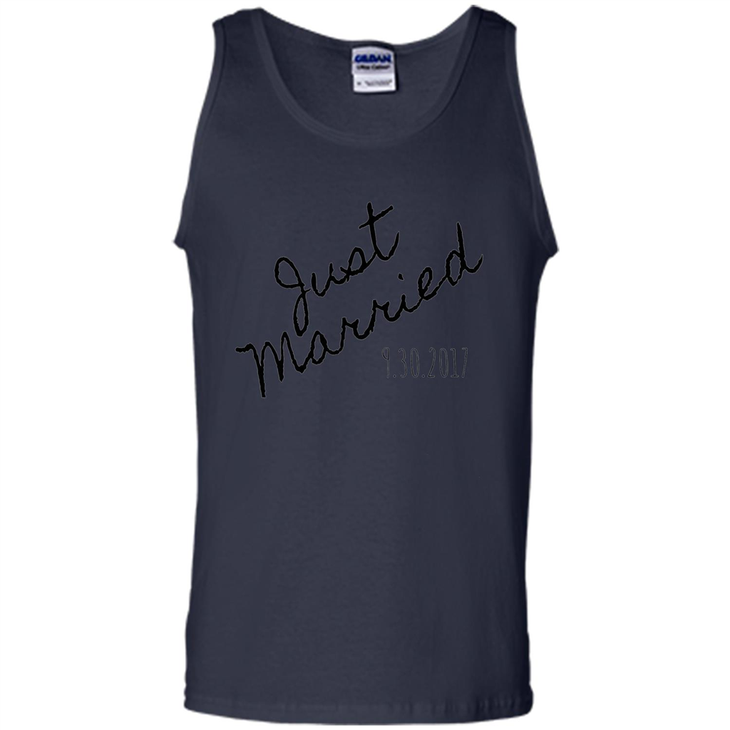 Just Married Honeymoon September 30 2017 Wedding T-Shirt Navy