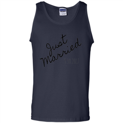 Just Married Honeymoon September 30 2017 Wedding T-Shirt Navy