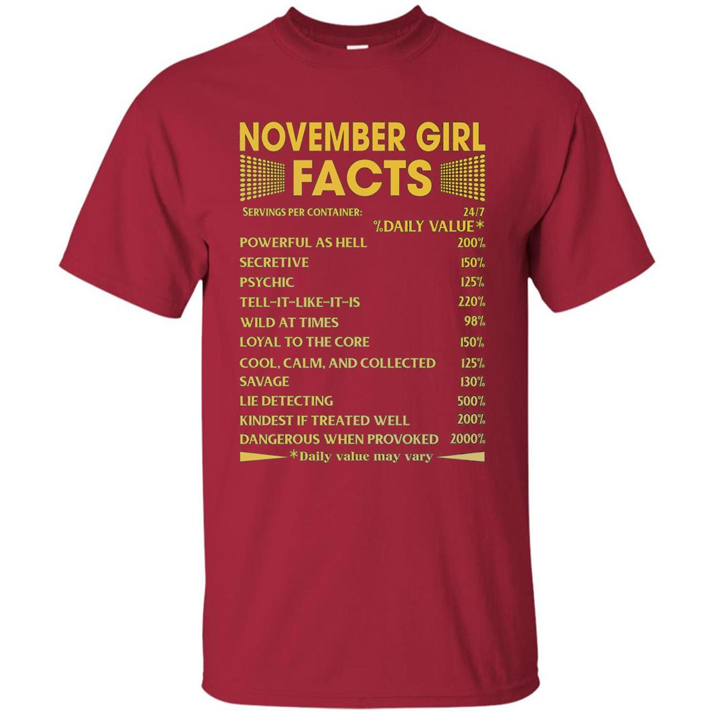 November Girl Facts T-shirt Birthday Gift T-shirt Cardinal