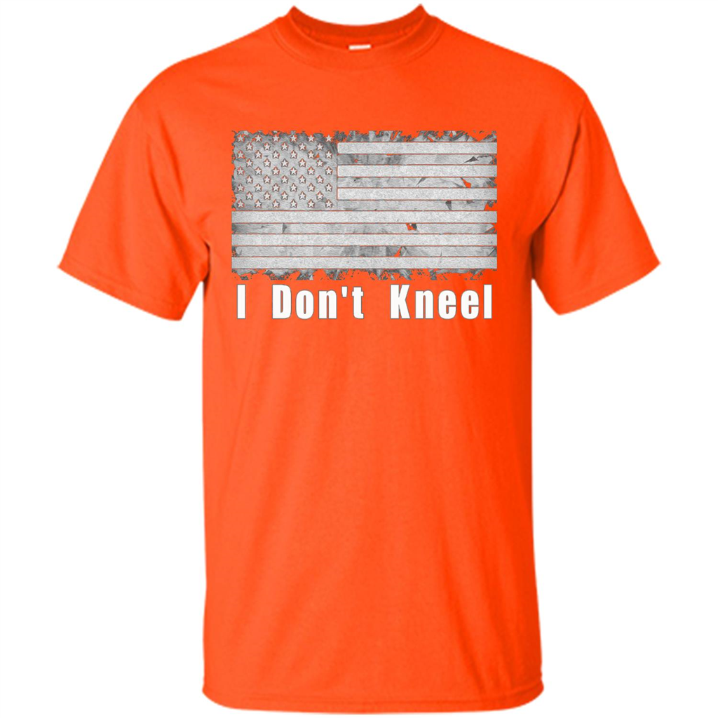 American T-shirt I Don't Kneel Patriotic American Flag Orange