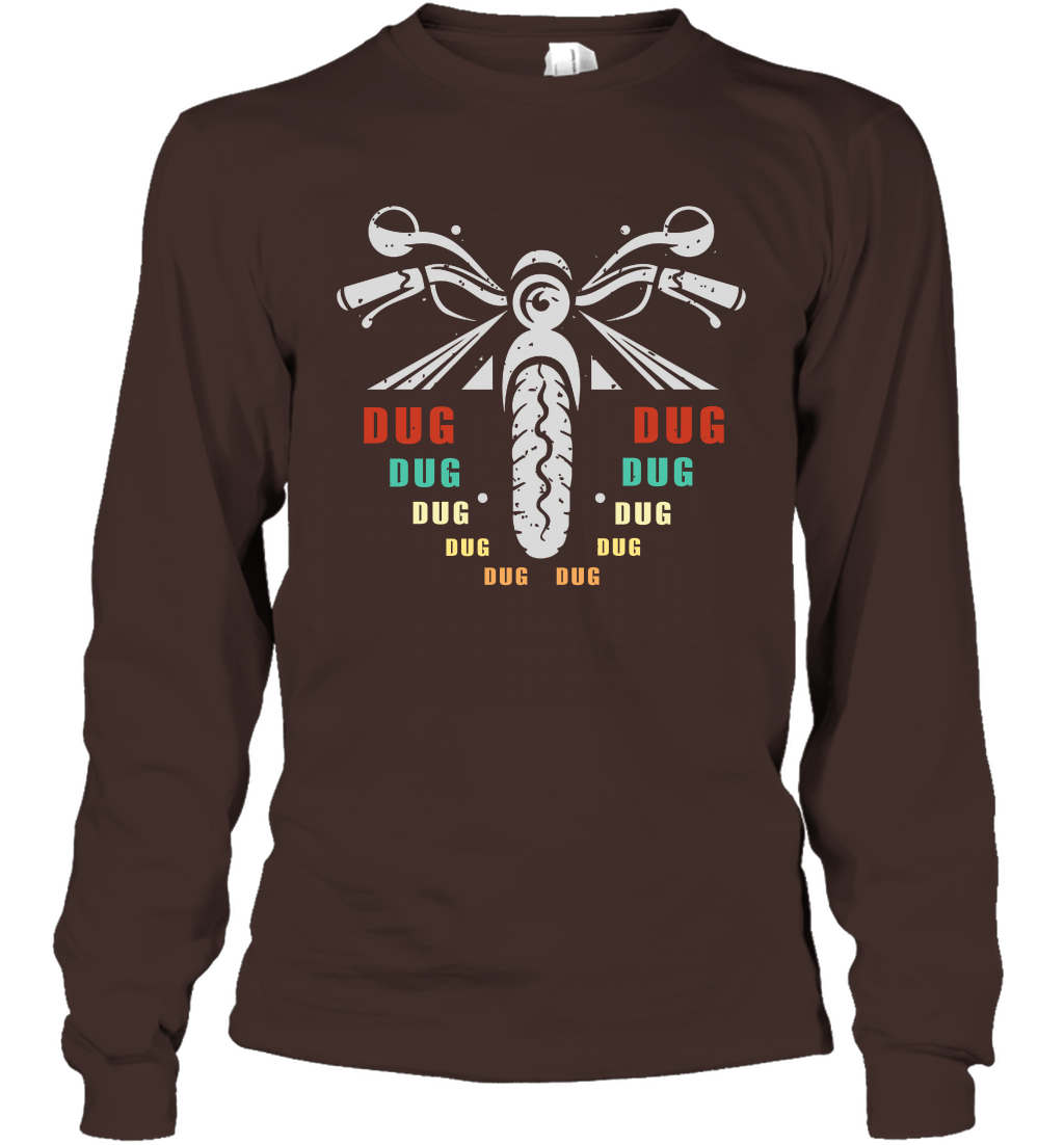 Dug Dug Dug Motorcycle Racing Shirt Long Sleeve T-Shirt Long Sleeve T-Shirt Dark Chocolate
