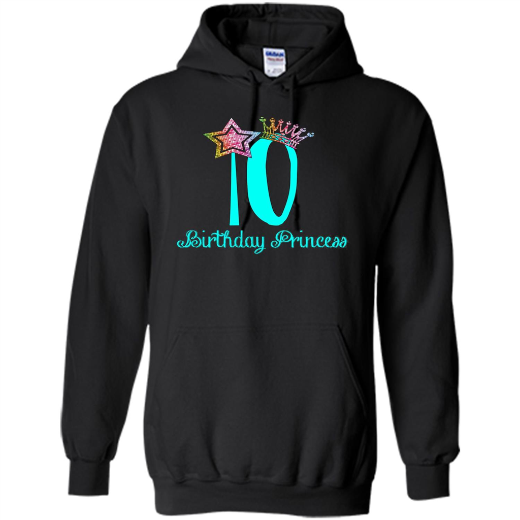 Birthday Princess Tiara T-shirt Tenth Birthday T-Shirt Black