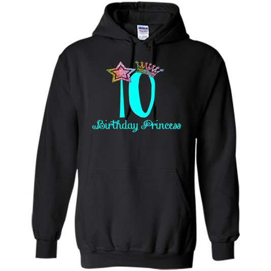 Birthday Princess Tiara T-shirt Tenth Birthday T-Shirt Black