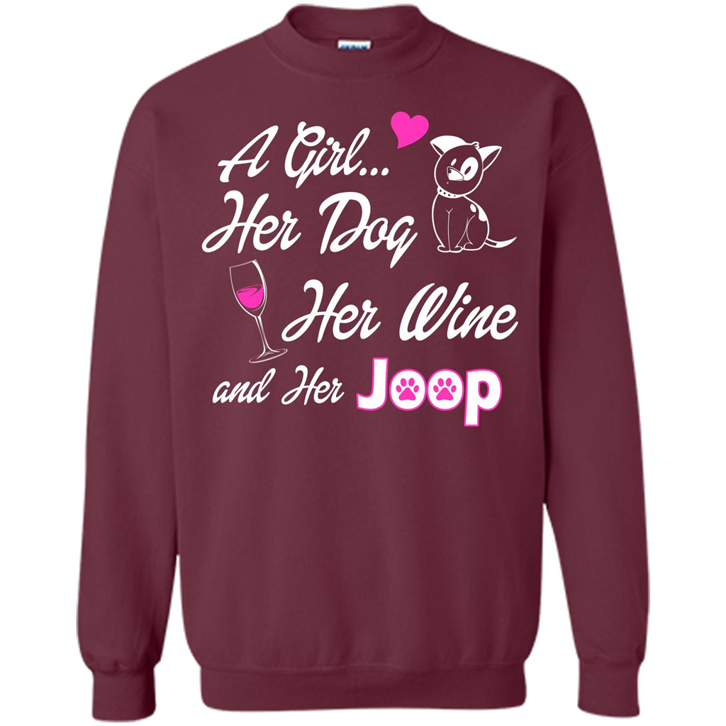 Dog T-shirt A Girl Her Dog Her Wine And Her Joop T-shirt Maroon