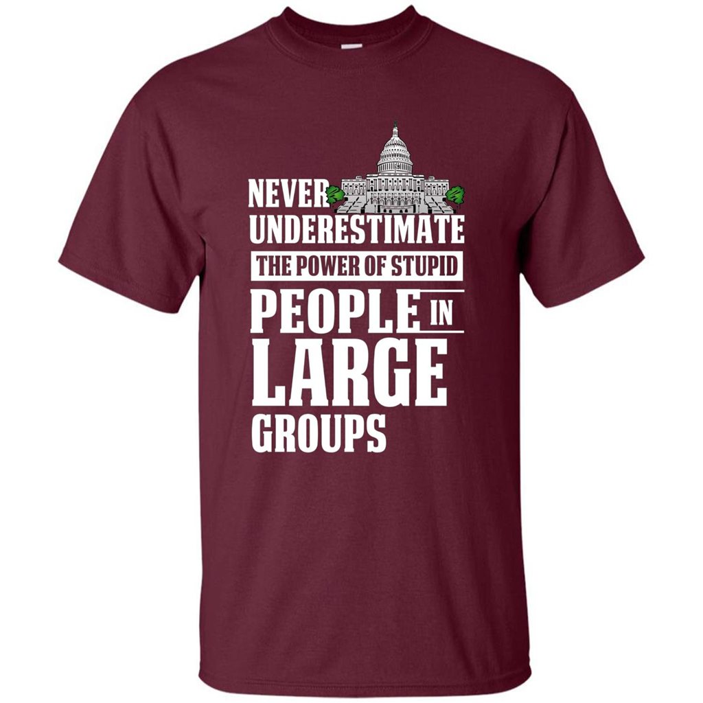 Never Underestimate Power Of Stupid People In Large Groups T-shirt Maroon