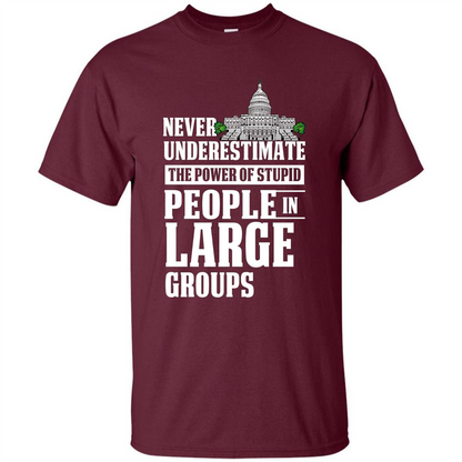 Never Underestimate Power Of Stupid People In Large Groups T-shirt Maroon