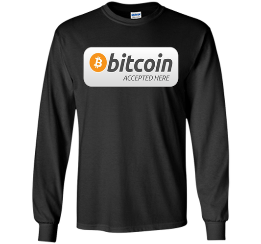 Bitcoin Accepted Here BTC Cryptocurrency T-shirt Black