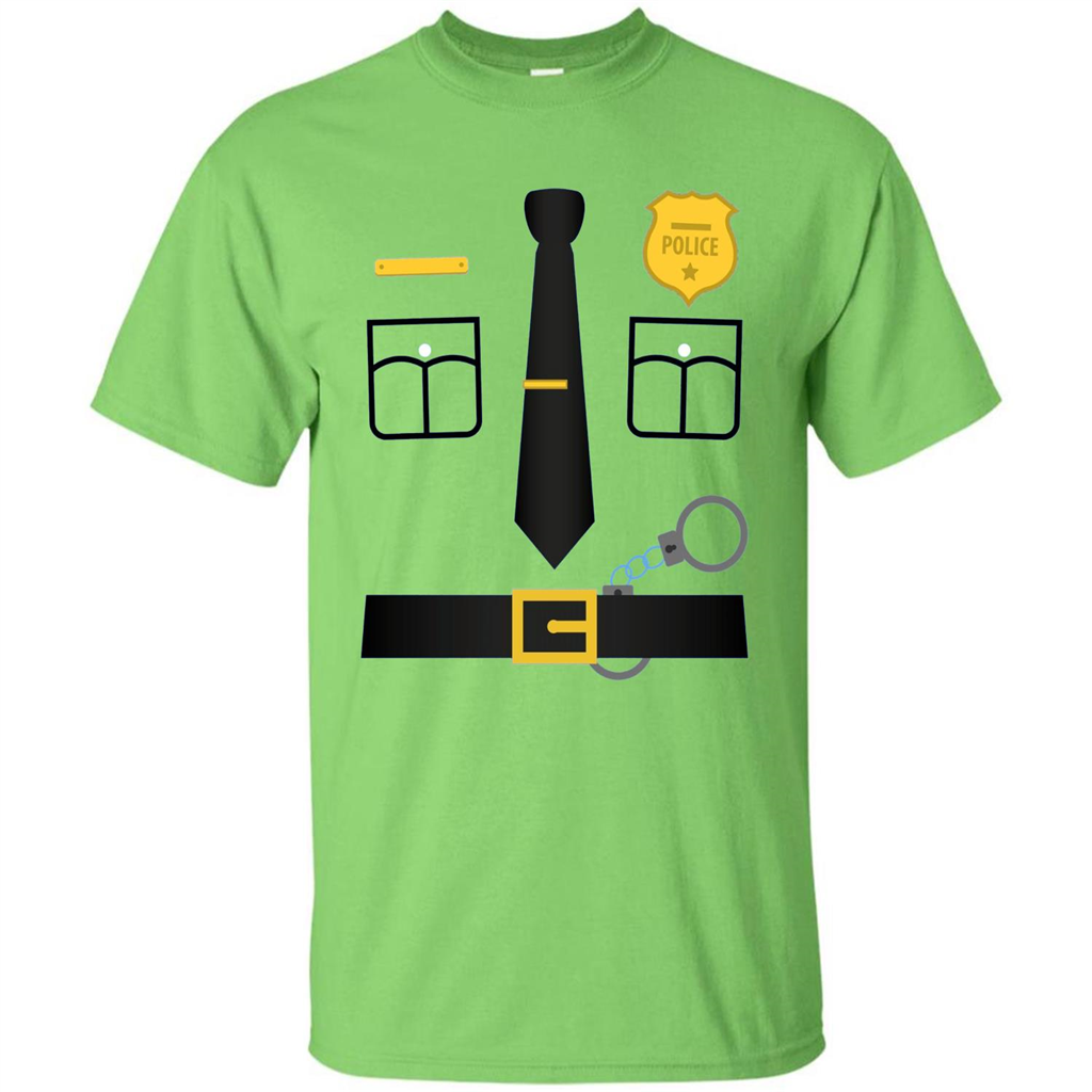 Policeman Costume T-Shirt Halloween Outfit T-shirt Lime