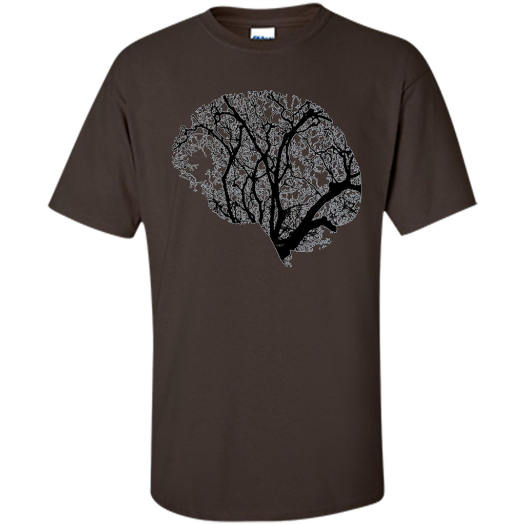 Science Nature T-Shirt Head Brain Tree Dark Chocolate