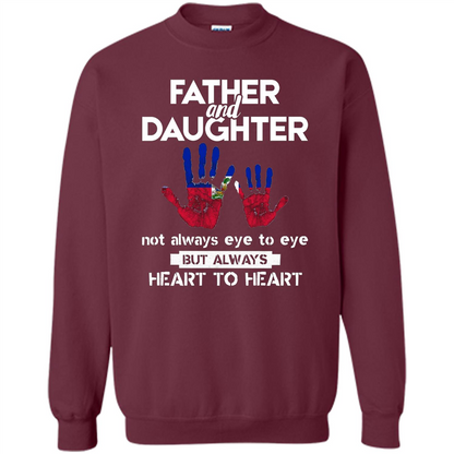 Father And Daughter Father's Day T-shirt Heart To Heart Maroon