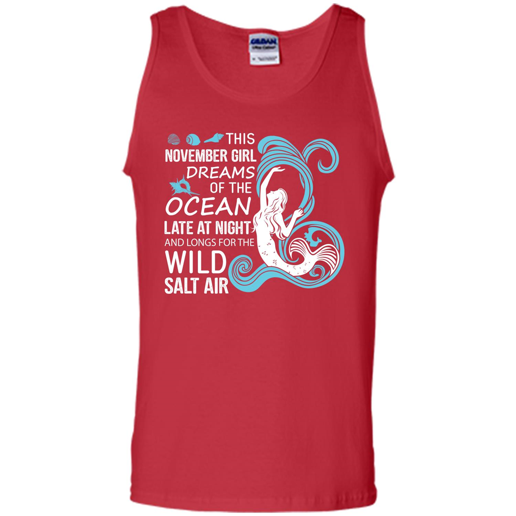 This November Girl Dreams Of The Ocean Late At Night T-shirt Red