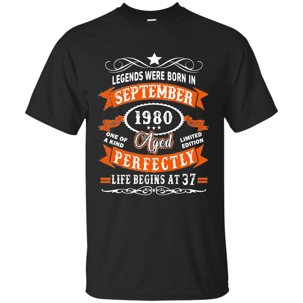 Legends Were Born In September 1980 T-shirt Birthday Gift T-shirt Black