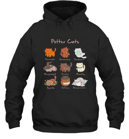 Potter Cats Harry Potter Fan Hoodie Hoodie Black