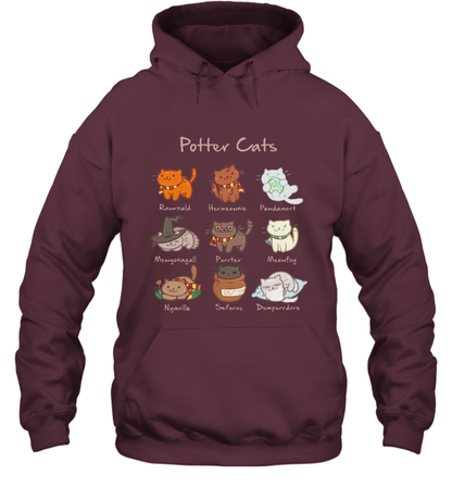 Potter Cats Harry Potter Fan Hoodie Hoodie Maroon