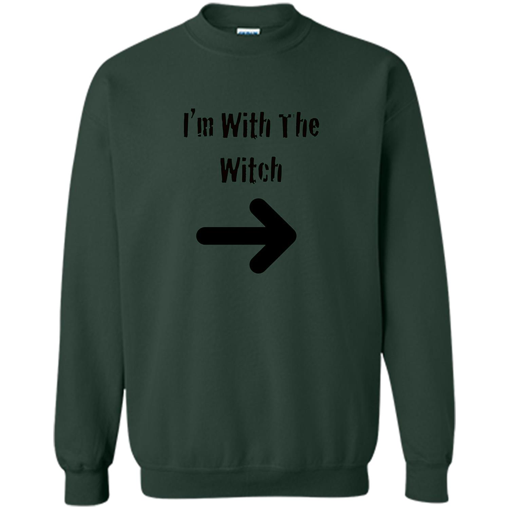 Halloween Couples Costume T-shirt I'm With The Witch Forest Green