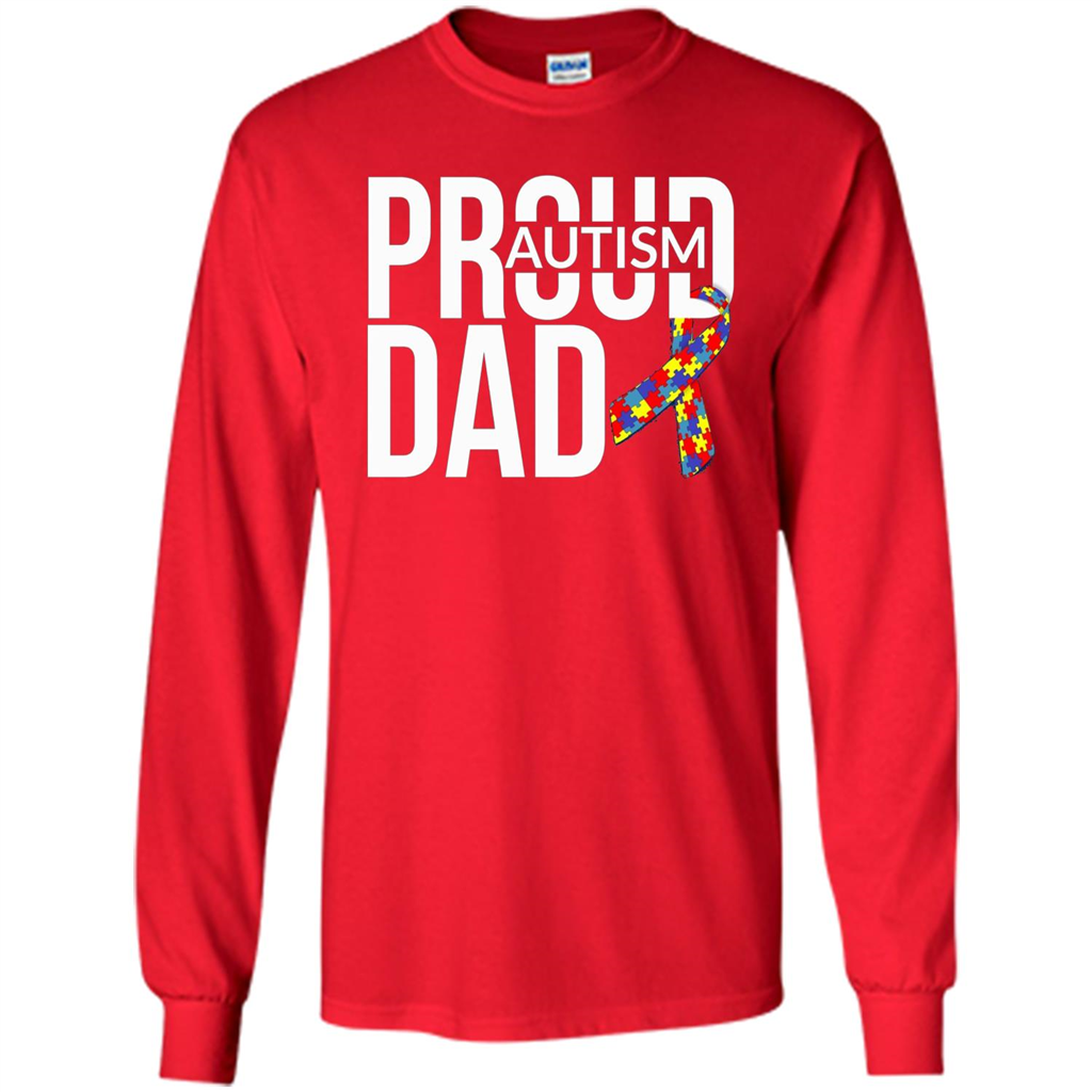 Proud Autism Dad T-shirt Autism Awareness Red