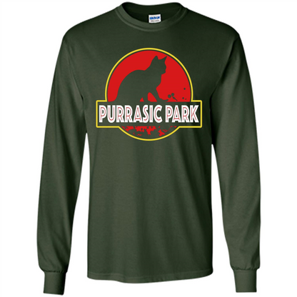 Funny Kitty Cat Graphic T-shirt Purrasic Park Cat T-Shirt Forest Green