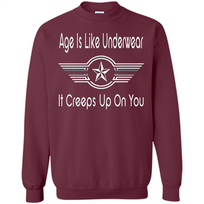 Funny Birthday T-shirts Age Is Like Underwear It Creeps Up On You Maroon