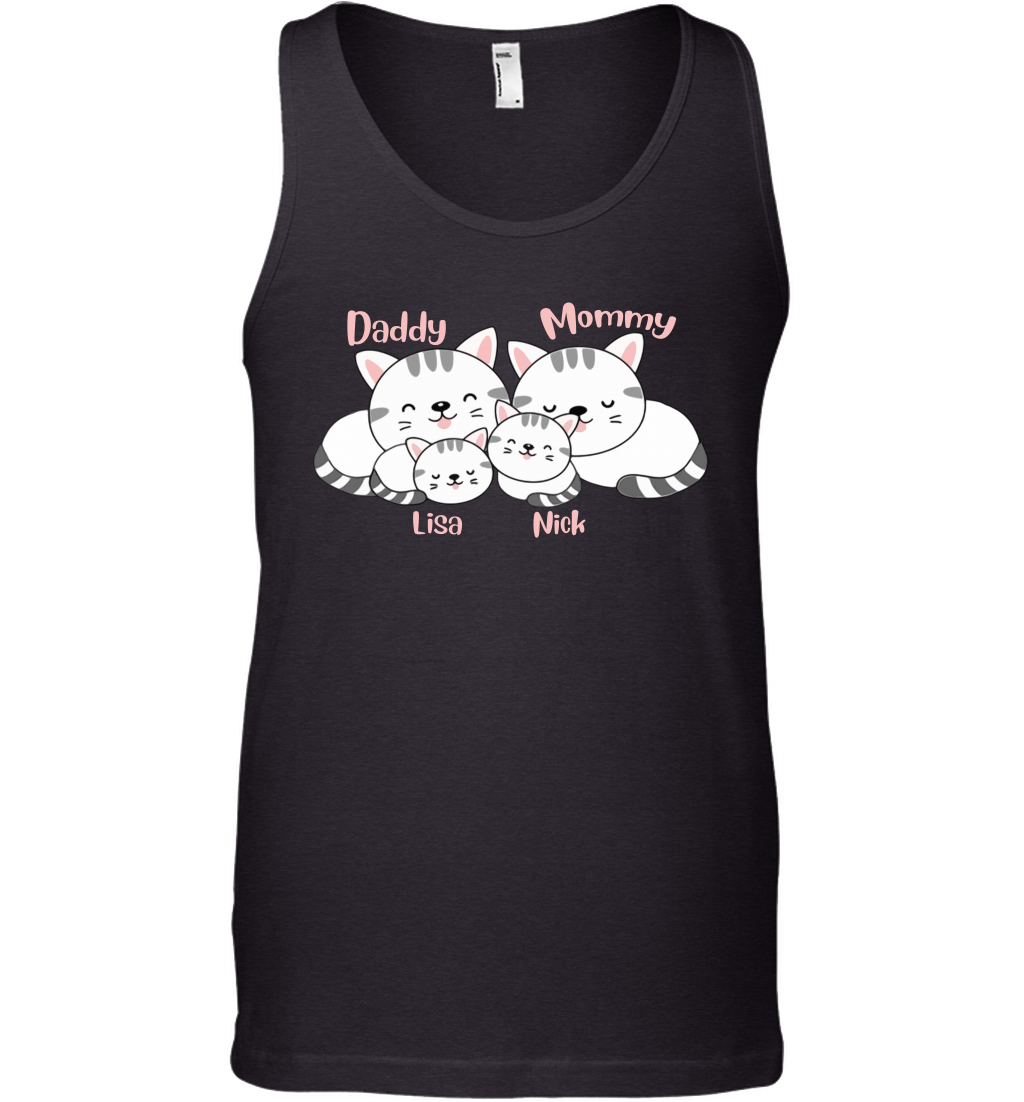 Cats and family name member ( Customized Name ) Tank Top Tank Top Black