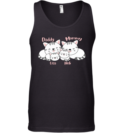Cats and family name member ( Customized Name ) Tank Top Tank Top Black