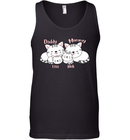 Cats and family name member ( Customized Name ) Tank Top Tank Top Black
