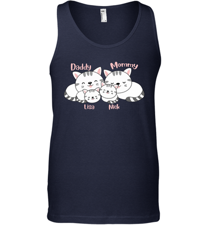 Cats and family name member ( Customized Name ) Tank Top Tank Top Navy
