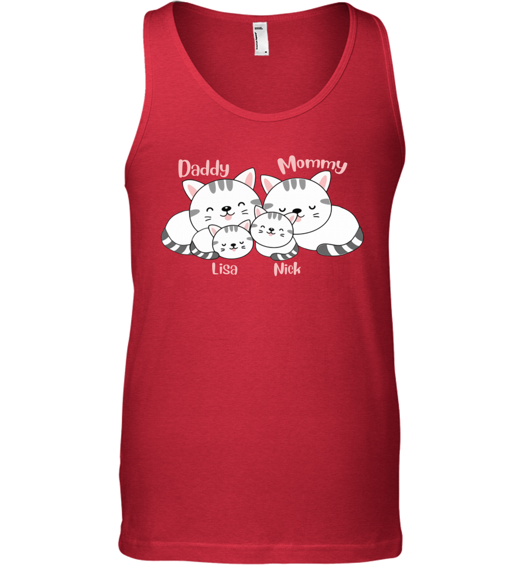 Cats and family name member ( Customized Name ) Tank Top Tank Top Red