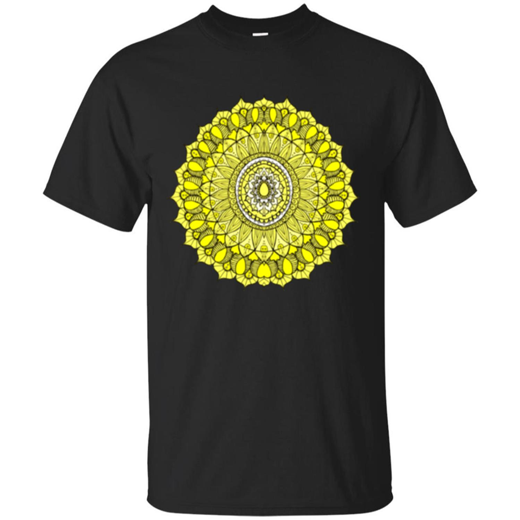 Yellow Sunshine Mandala T-shirt Black
