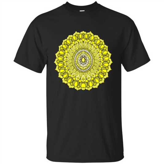 Yellow Sunshine Mandala T-shirt Black