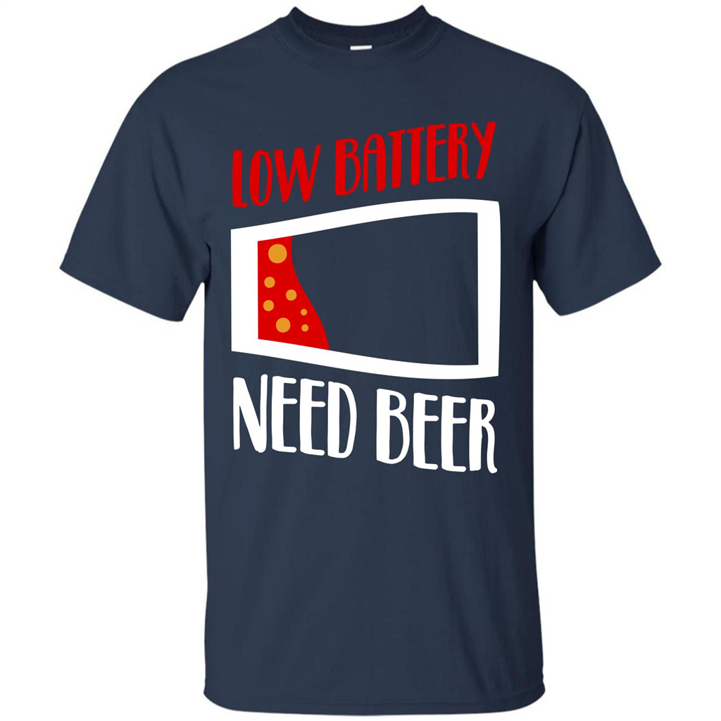 Beer T-shirt Low Battery Need Beer T-shirt Navy