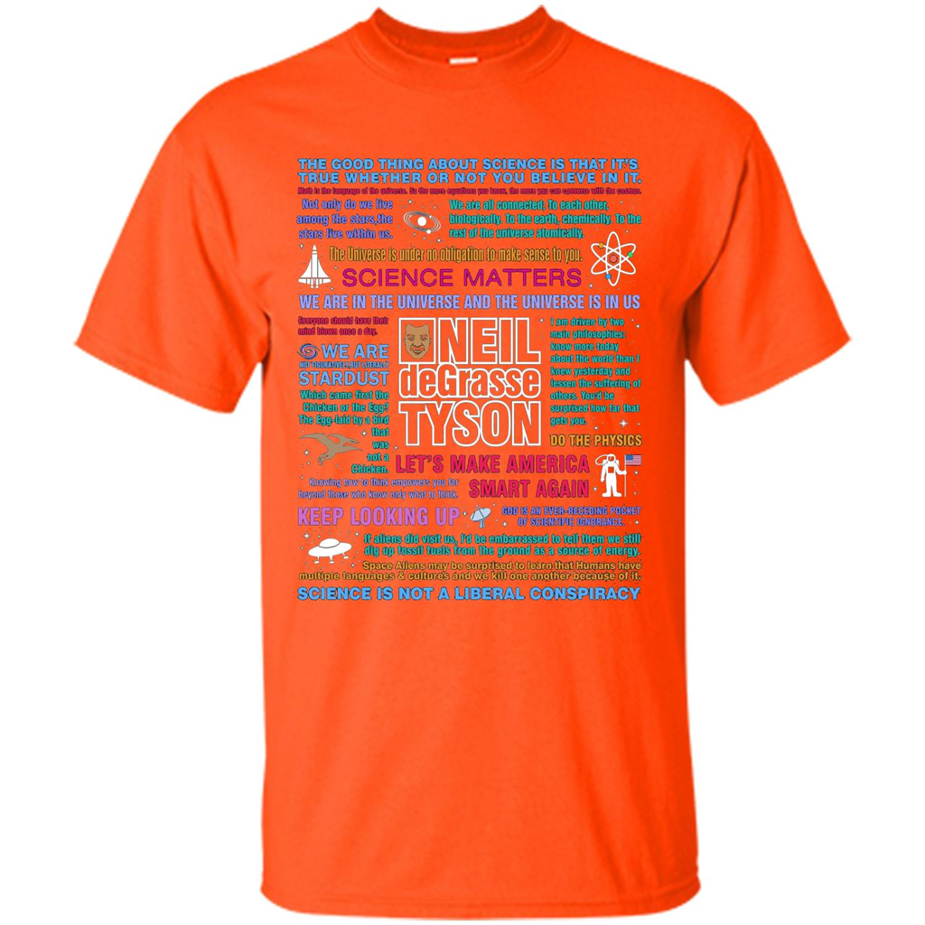 Neil deGrasse Tyson NDT Quotes T-Shirt Let's Make America Smart Again T-shirt Orange