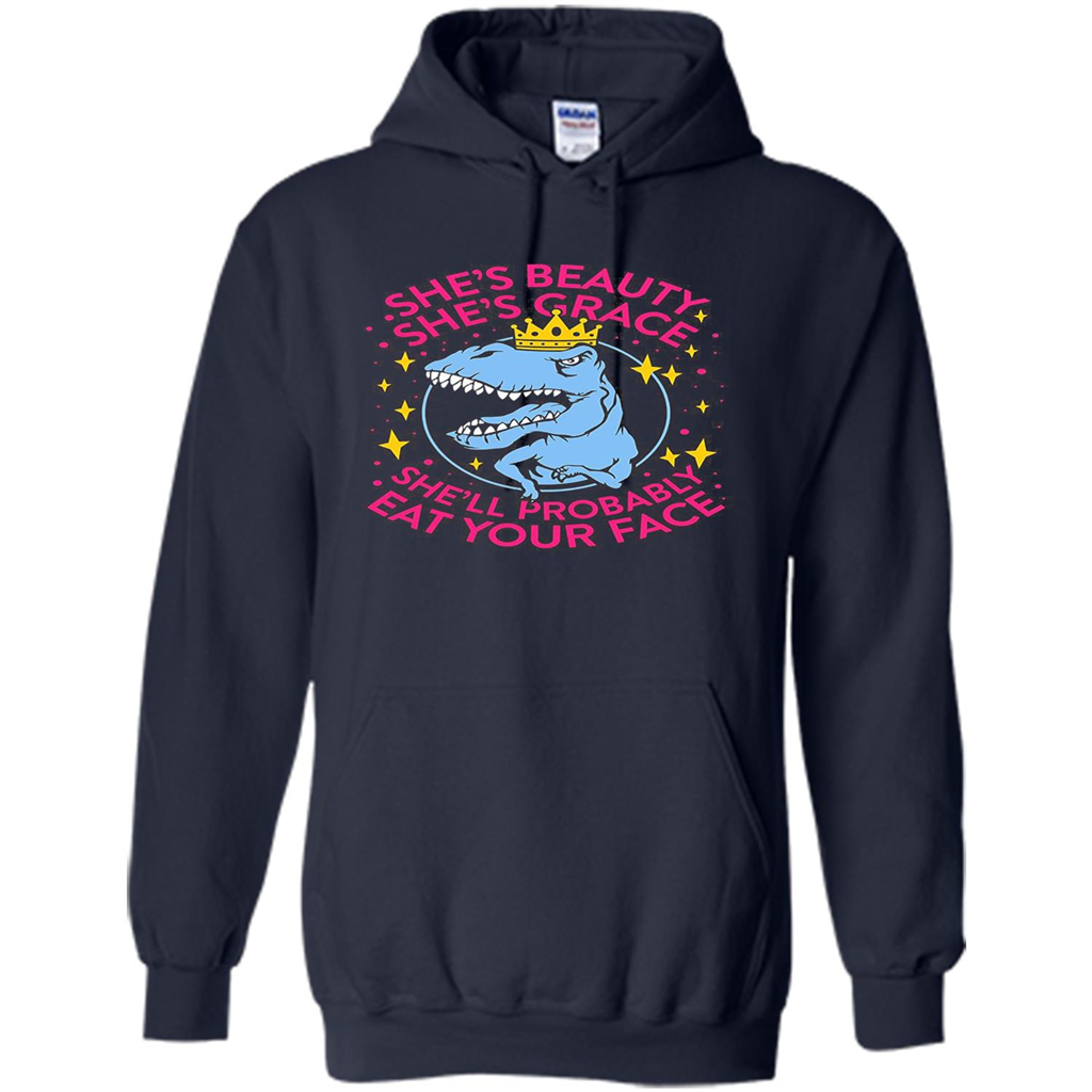 Saurus T-shirt She's Beauty She's Grace She'll Probably Eat Your Face Navy