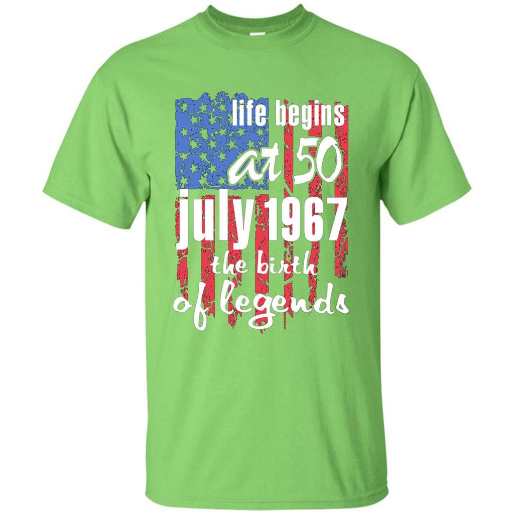 Life Begins At 50 T-shirt July 1967 The Birth Of Legends T-shirt Lime