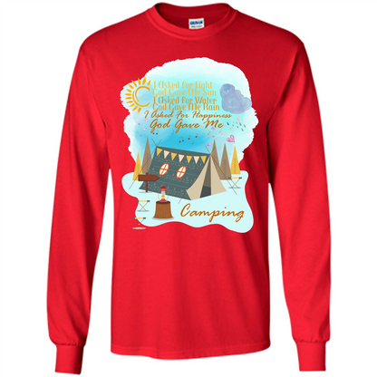 Camping T-shirt I Asked For Happiness God Gave Me Camping Red