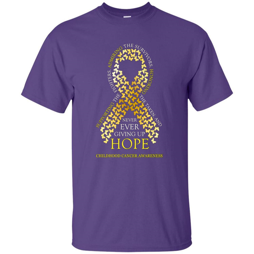 Childhood Cancer Awareness T-shirt Never Ever Giving Up Hope T-shirt Purple