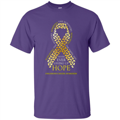 Childhood Cancer Awareness T-shirt Never Ever Giving Up Hope T-shirt Purple