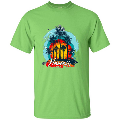 Summer T-shirt Hawaiian Islands Aloha T-Shirt Lime