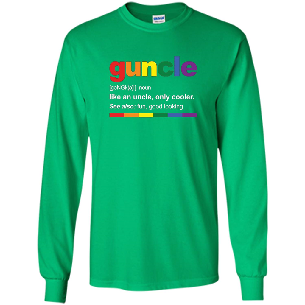 Mens Rainbow Guncle Definition T-Shirt Funny Gift For Gay Uncle Irish Green